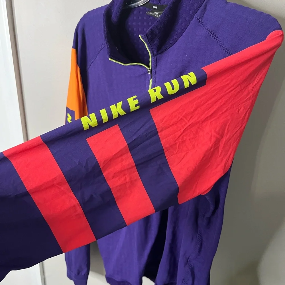 Nike Wild Run Therma Purple Half-Zip Pullover with Neon Accents size xl - Picture 6 of 9